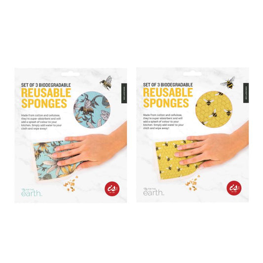 For the Earth - Reusable Biodegradable Kitchen Sponges  - Bees (Two colours)