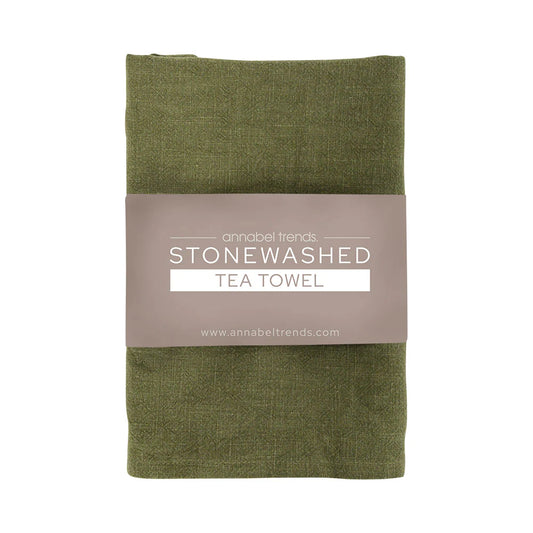 Stonewashed Tea Towel - Olive