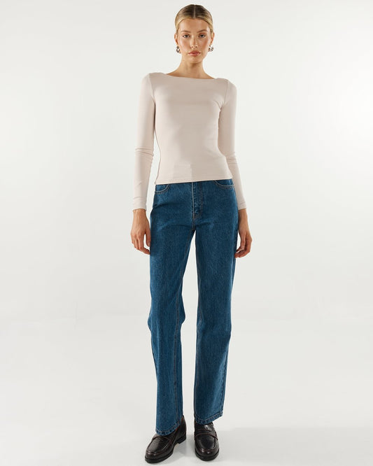 Caden Long Sleeve Top - Oyster