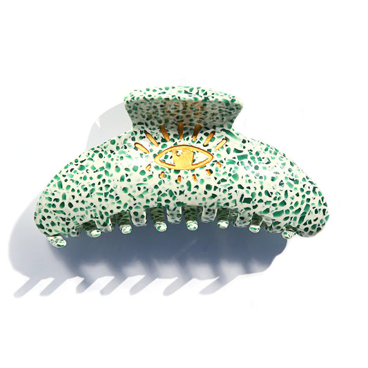 Green Terrazzo Hair Claw Clip