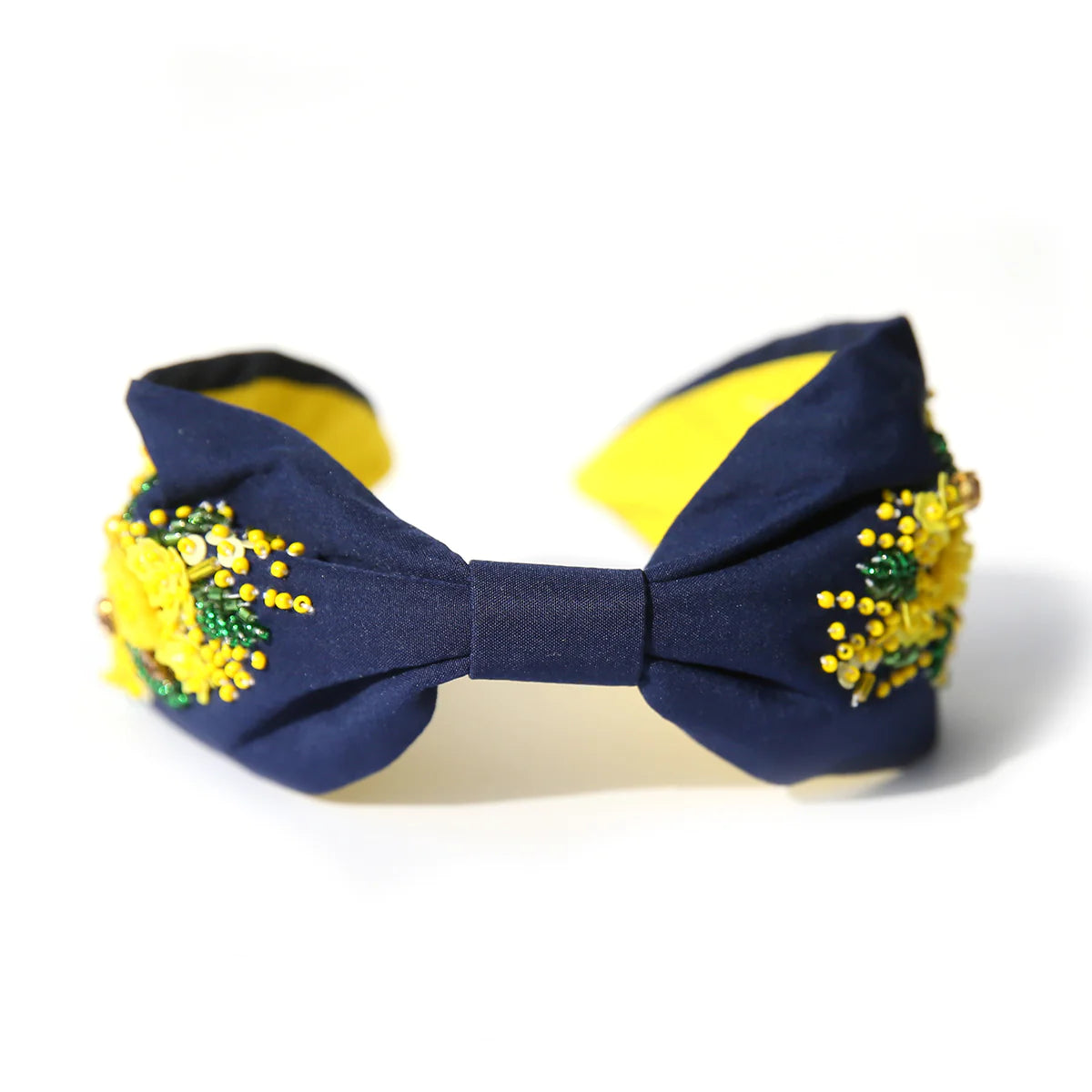 Wattle Beaded Headband - Navy