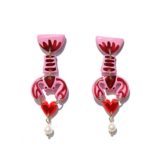 Lobster Heart Earrings