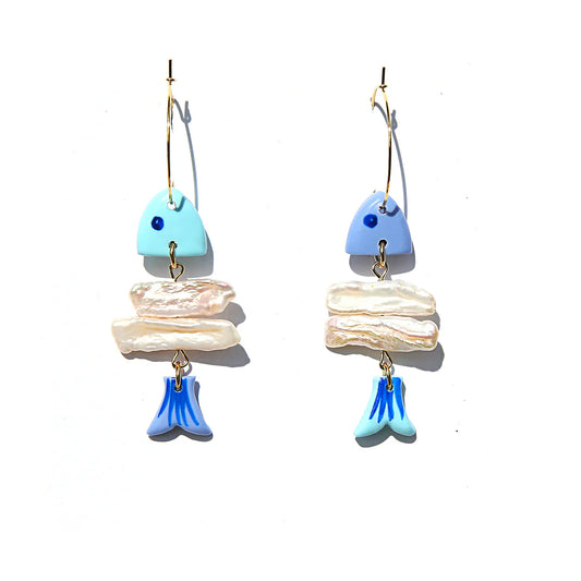 Sardine Fish Bone Drop Earrings