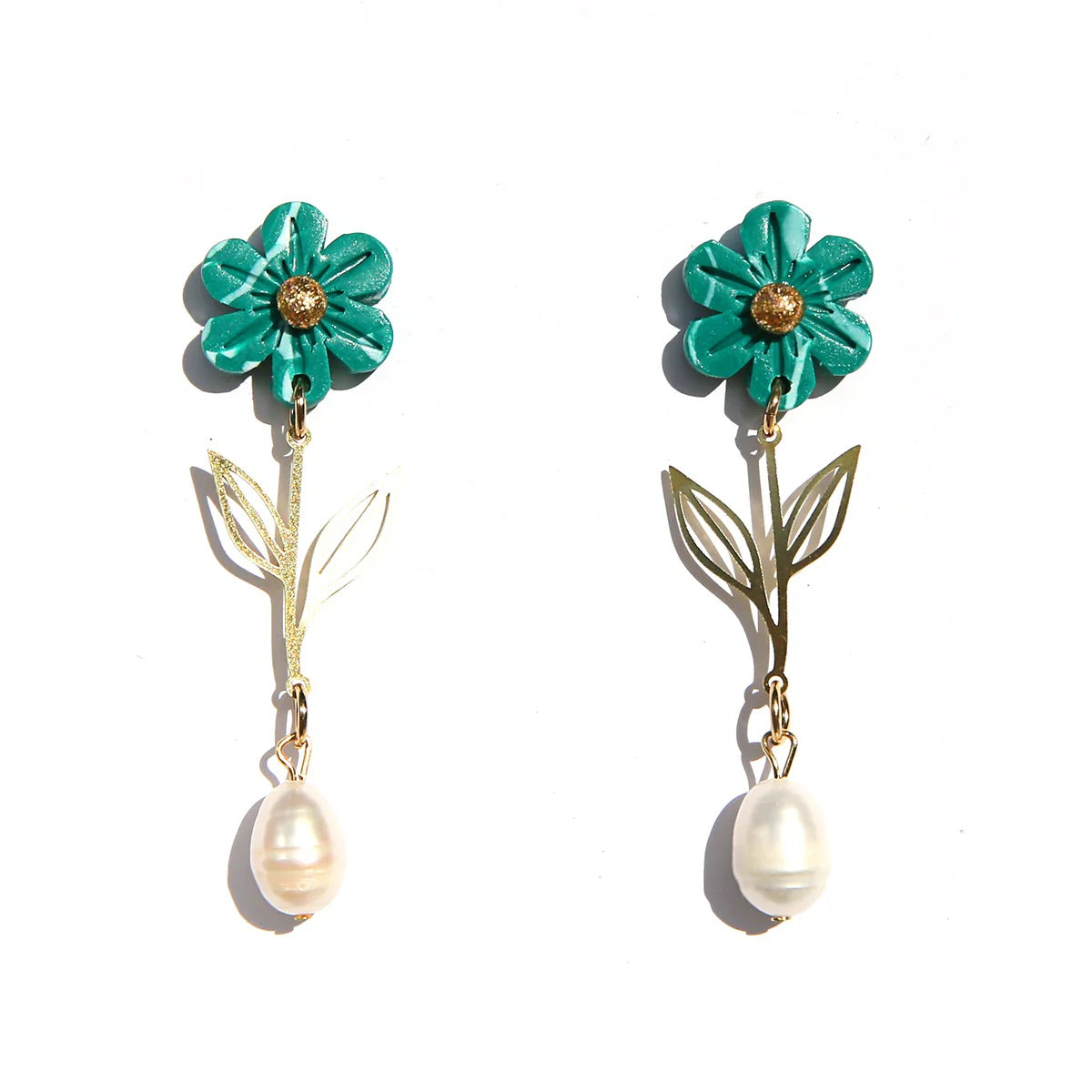 Emerald Flower Drop Earrings