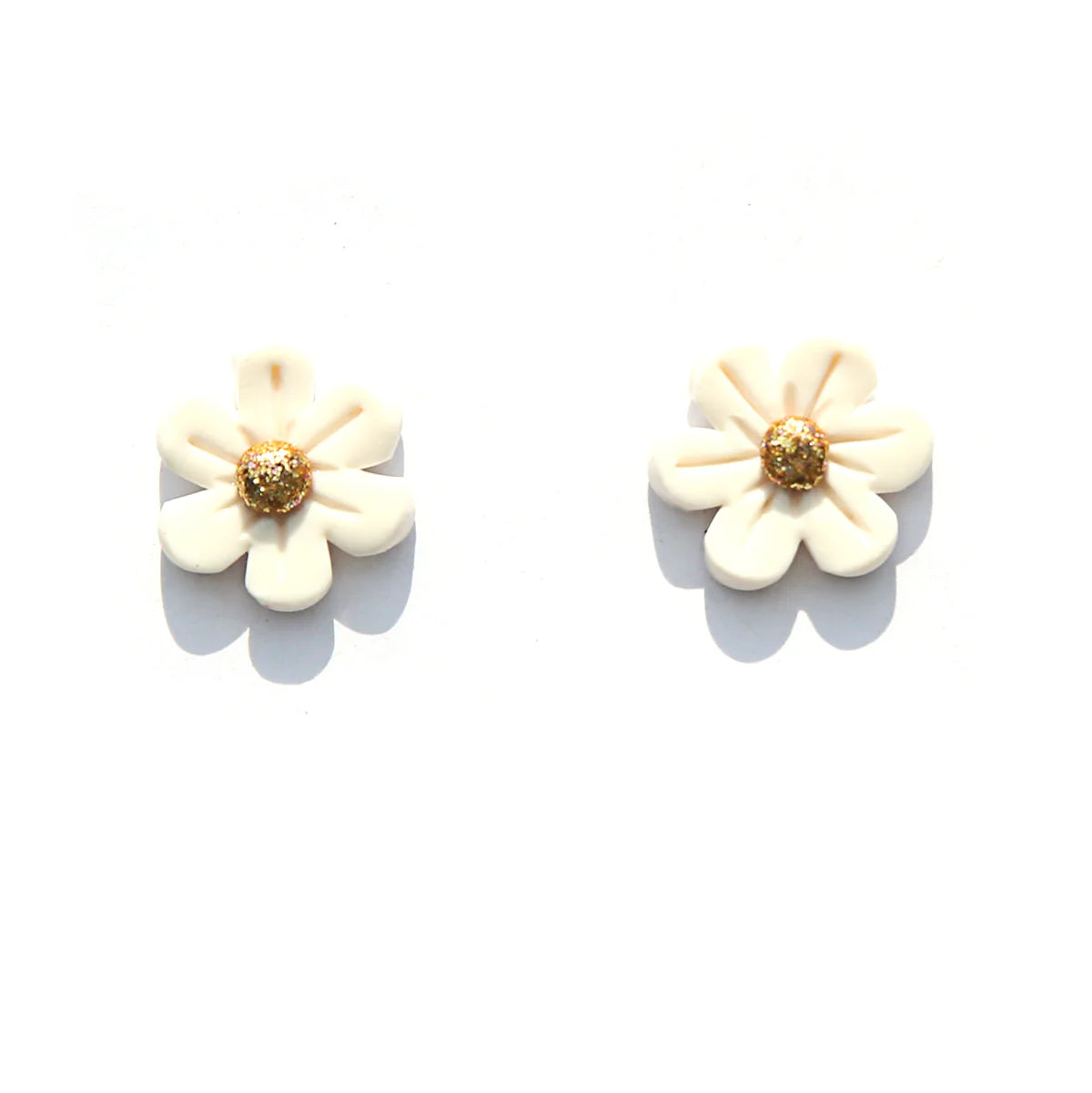 Large White Daisy Stud Earrings