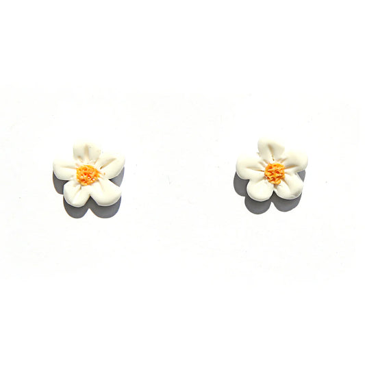 Small White Daisy Stud Earrings