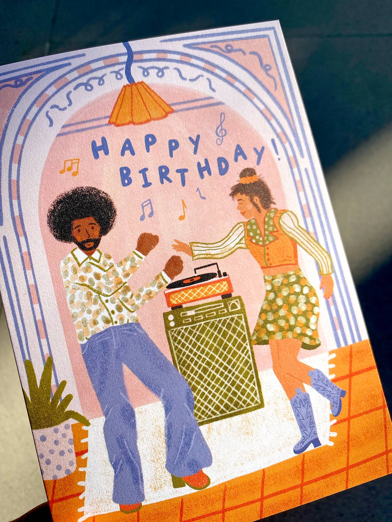 Vinyl Birthday Card - 70's Disco Illustrated Greeting Card