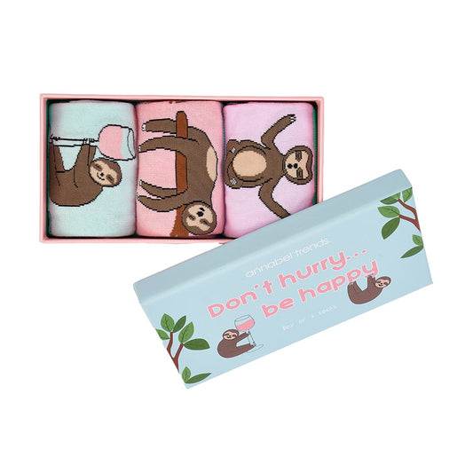3 Pack Sloth Socks - Don't Hurry Be Happy