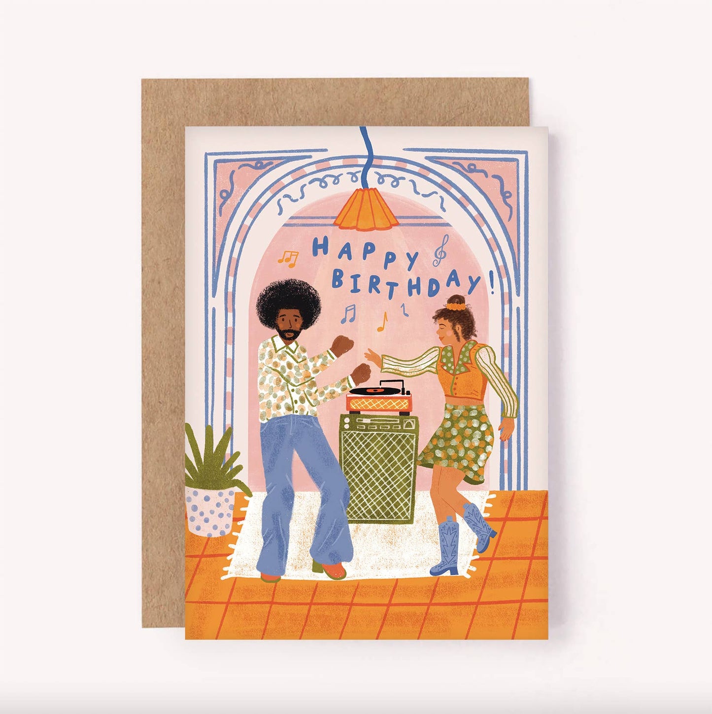 Vinyl Birthday Card - 70's Disco Illustrated Greeting Card
