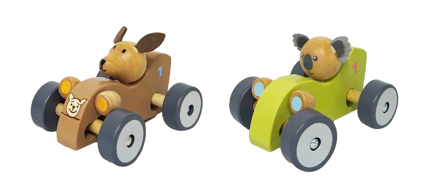 Koala & Kangaroo Wooden Wheelie Car