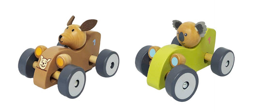 Koala & Kangaroo Wooden Wheelie Car