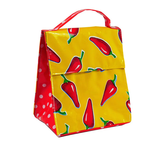 Insulated Lunch Bag - Red Chilli on Yellow