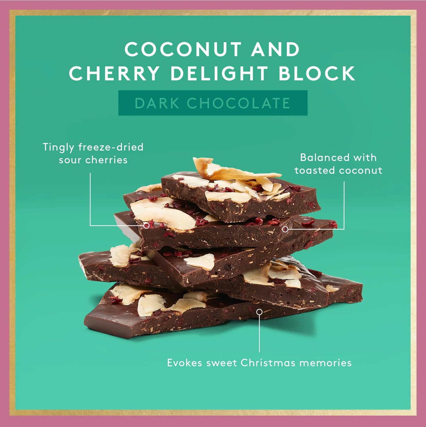 Cherry Coconut Delight Block - Dark Chocolate