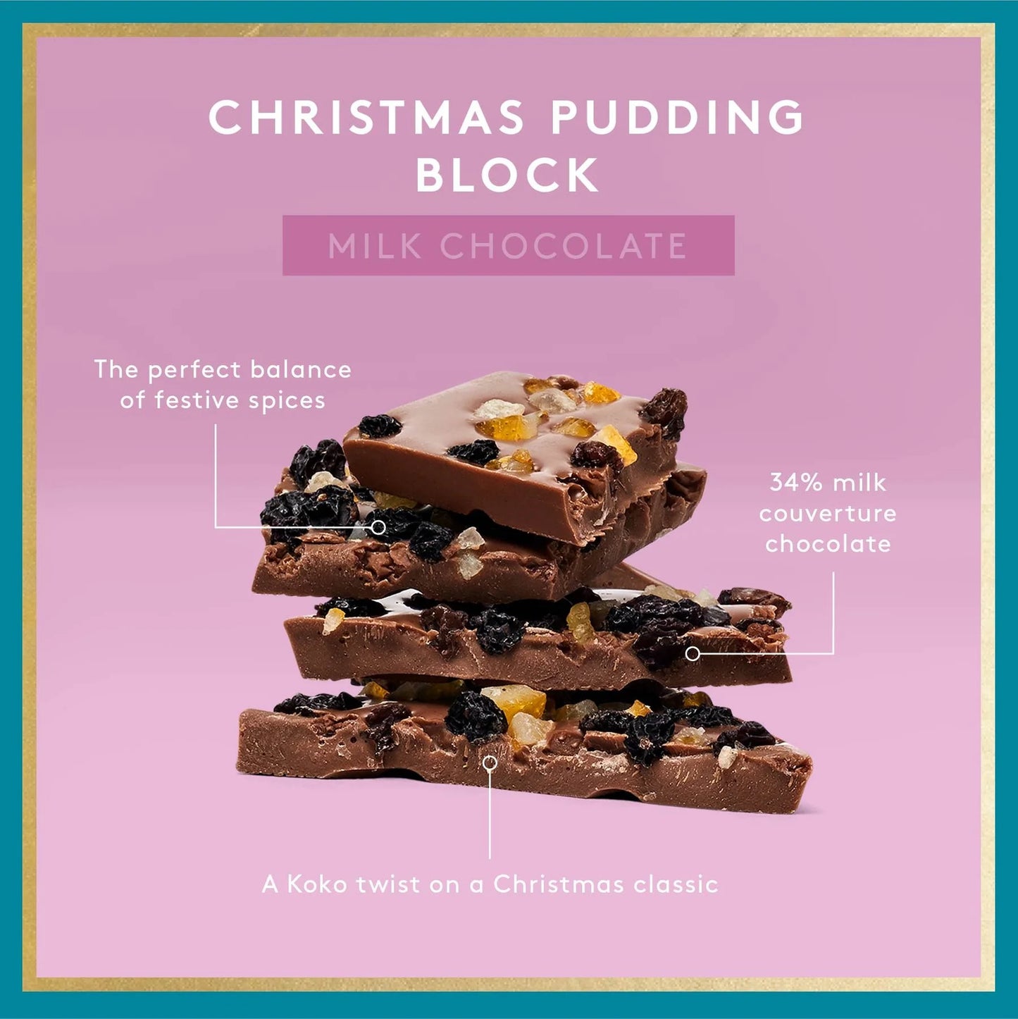 Classic Christmas Pudding Block - Milk Chocolate