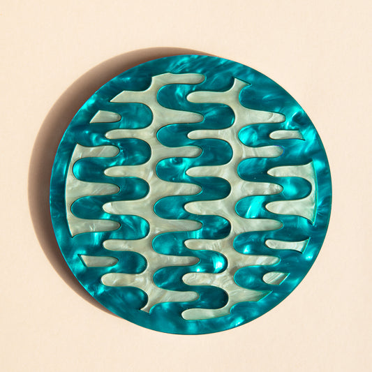 Retro Wiggle Coaster - Teal Marble