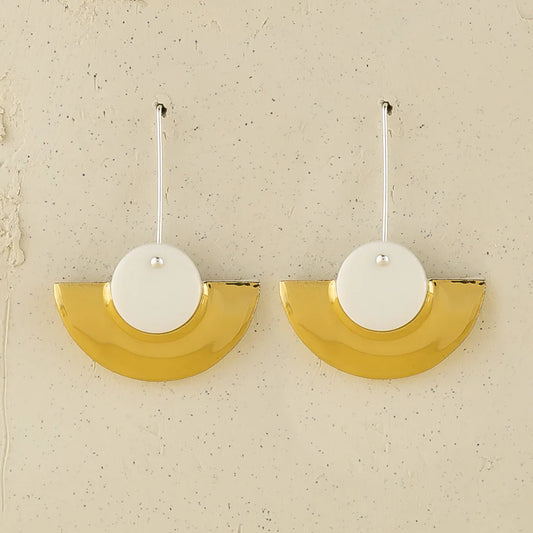 Crescent Drop Earrings - White