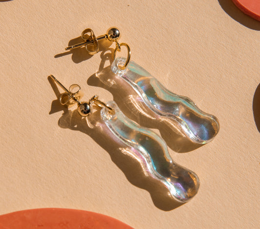 Elegant Dangle Earrings - Rainbow/Silver