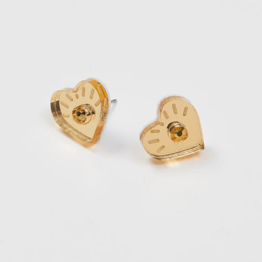 Eye Heart Studs - Gold