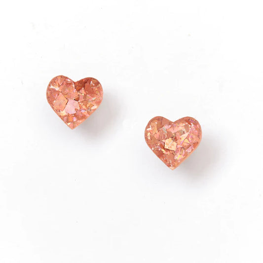 Heart Stud Earrings - Pink