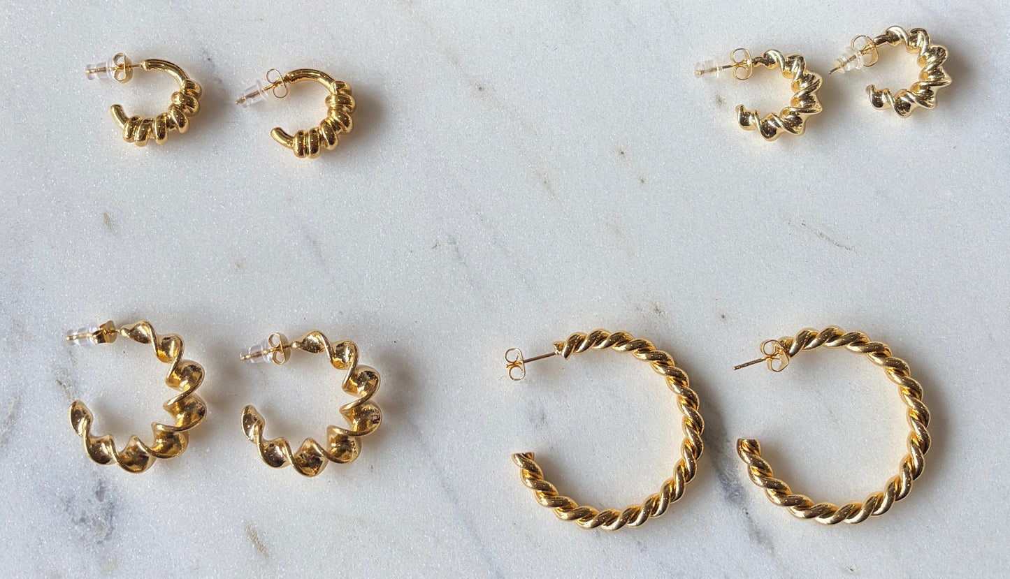 Gold Hoop Earrings 14k - various designs