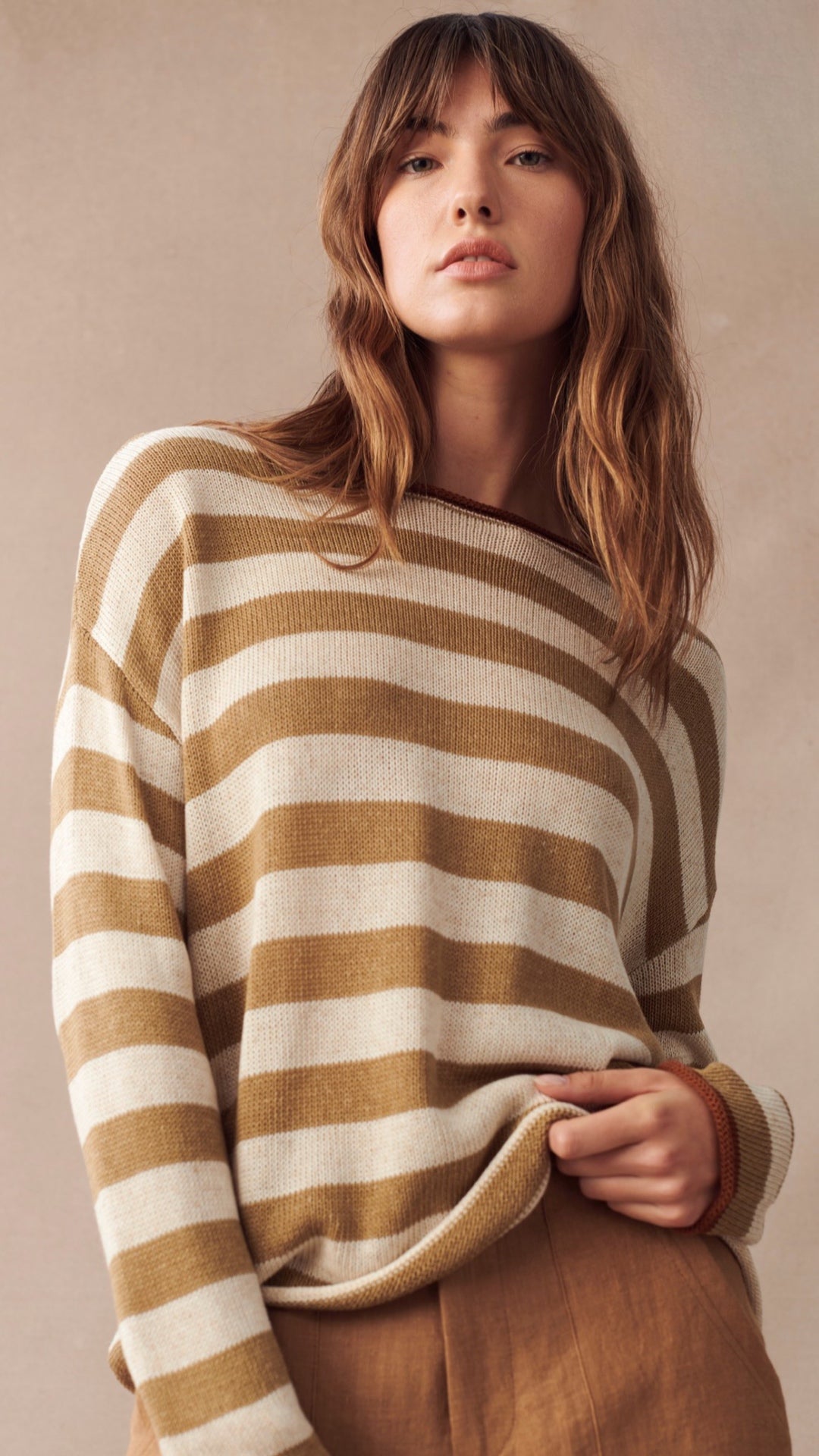 Em Spring Knit - Camel Stripe