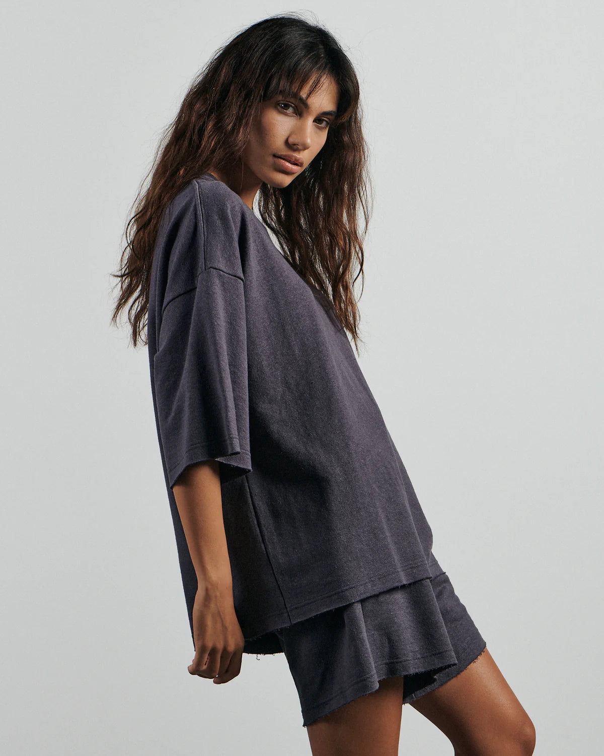 The Oversized Tee Sweat - Coal