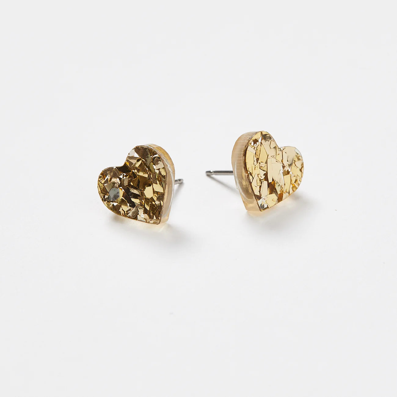 Heart Stud Earrings - Gold