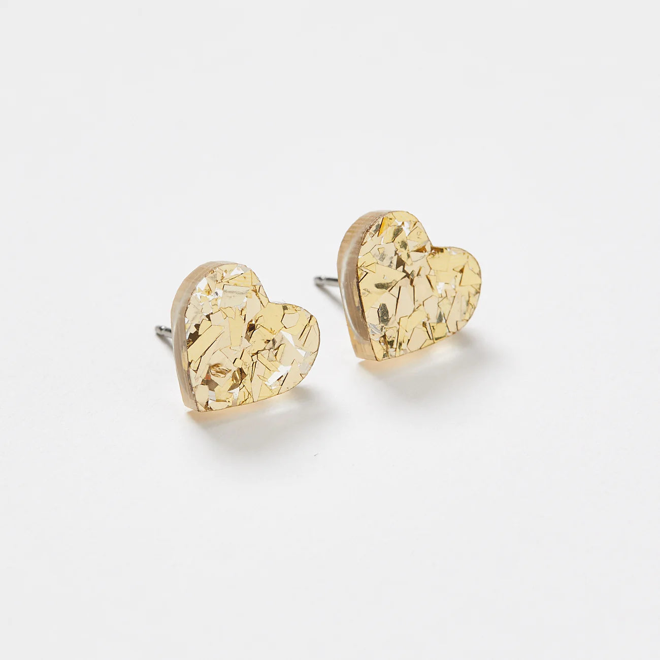 Heart Stud Earrings - Gold