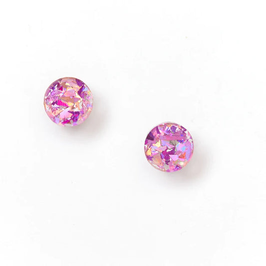 Mini Circle Stud Earrings - Mauve