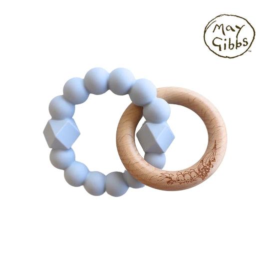 May Gibbs Moon Teether - Soft Blue