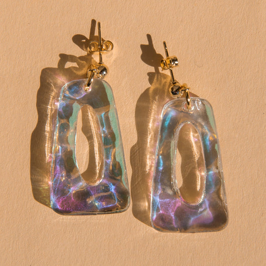 Mod Dangle Earrings - Rainbow/Gold