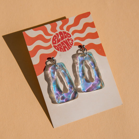 Mod Dangle Earrings - Rainbow/Silver