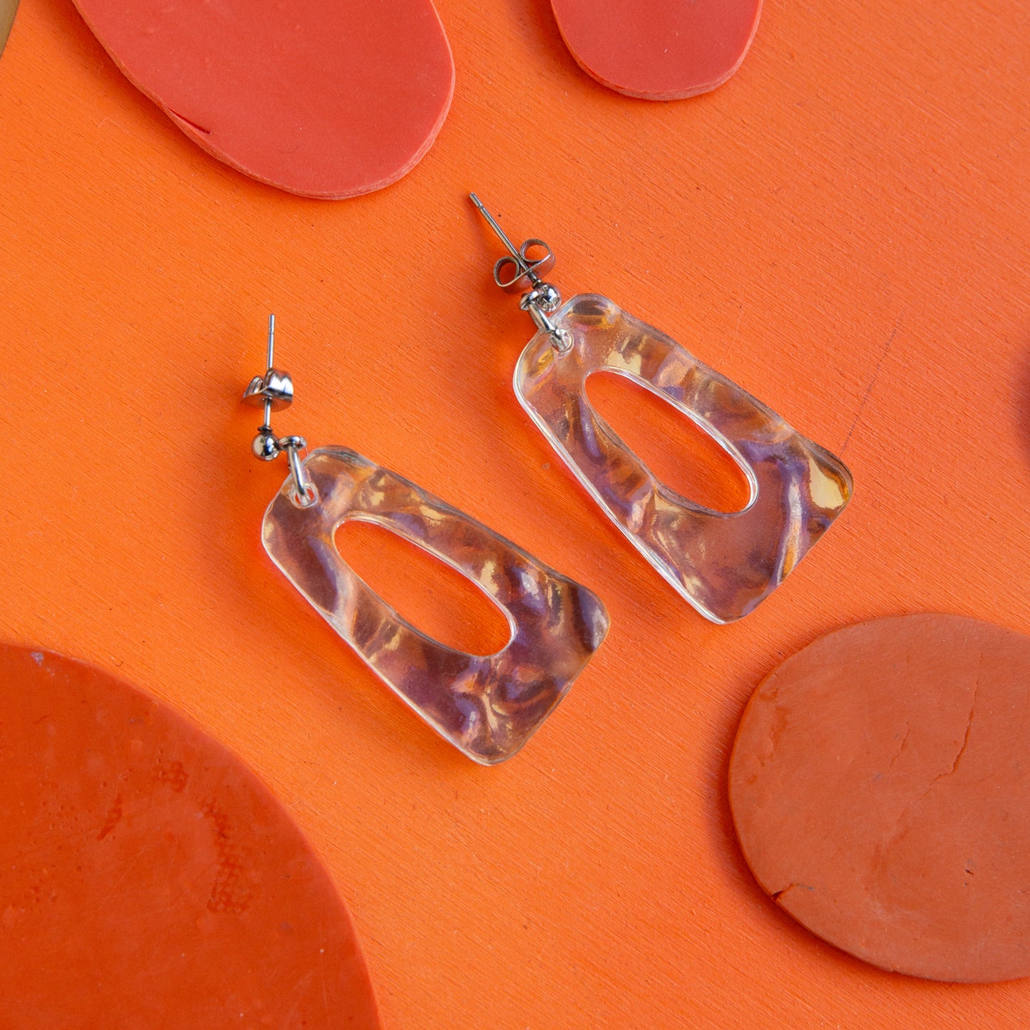 Mod Dangle Earrings - Rainbow/Silver