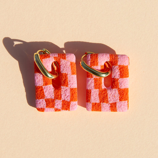 Neo Hoop Earrings - Orange Pink/Gold