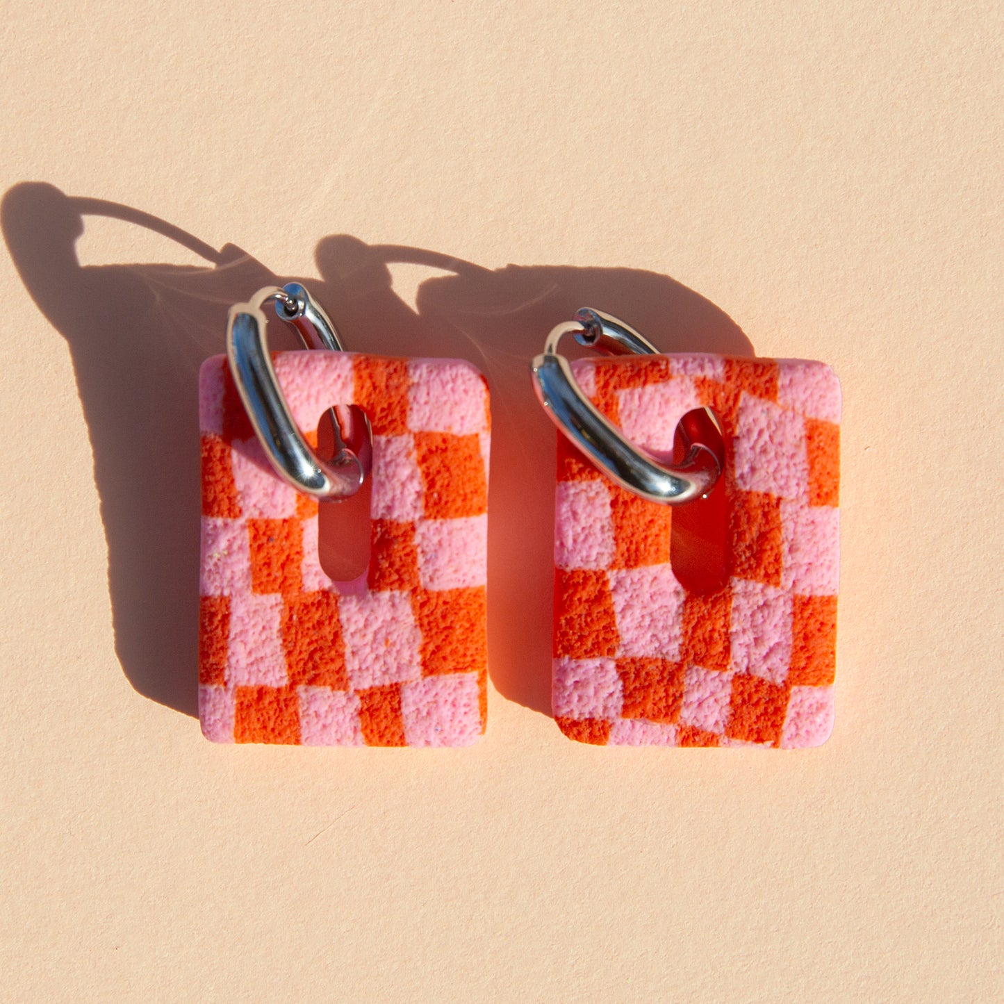 Neo Hoop Earrings - Orange Pink/Silver