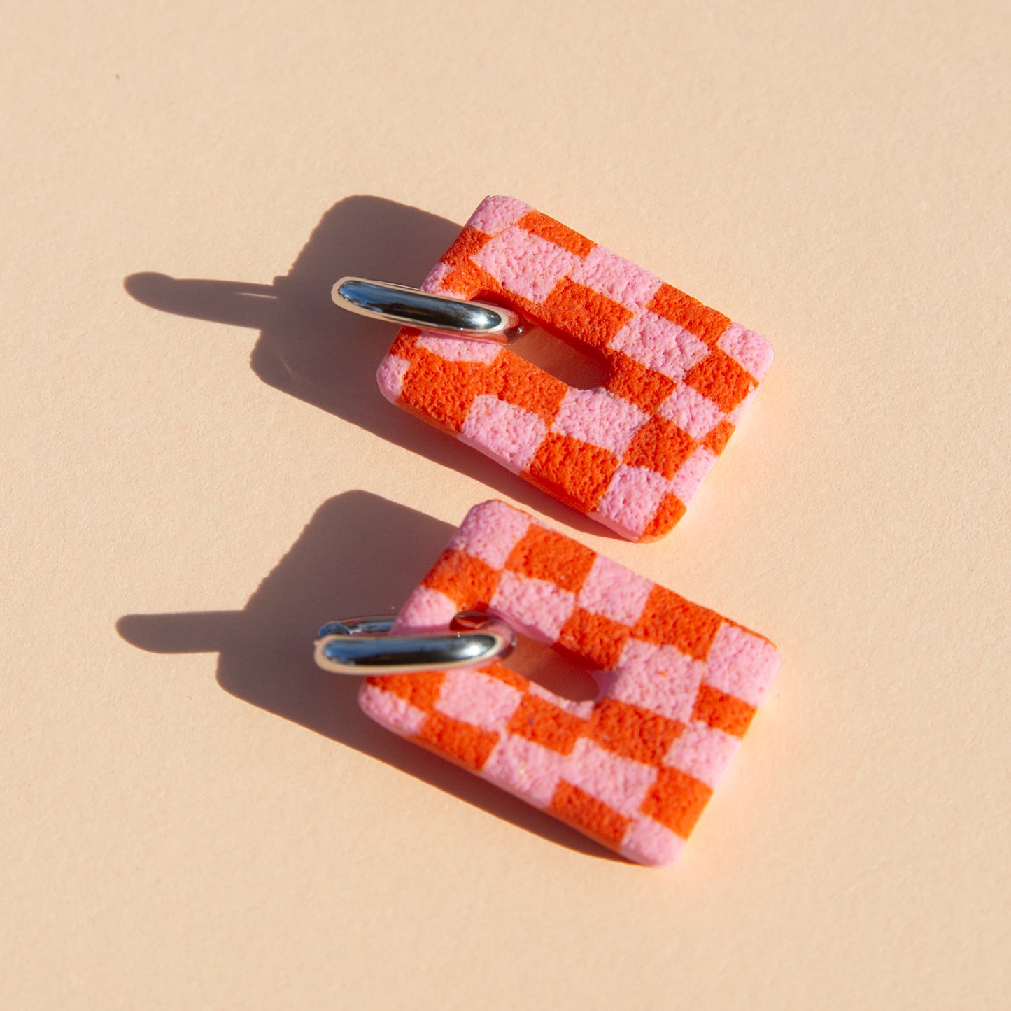 Neo Hoop Earrings - Orange Pink/Silver
