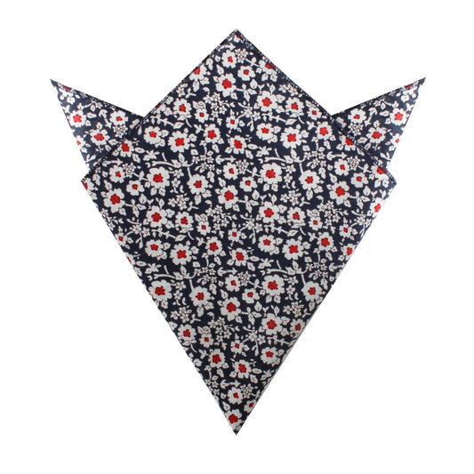 New York Navy Floral Pocket Square