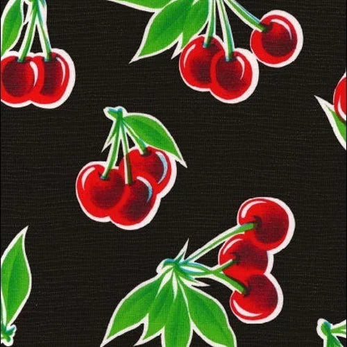 Insulated Lunch Bag - Cherries on Black