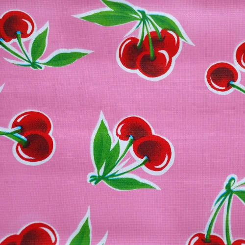 Insulated Lunch Bag - Cherries on Pink