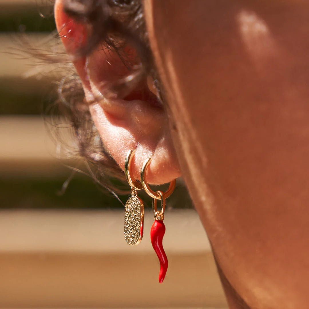 Cornicello Red Charm Earrings