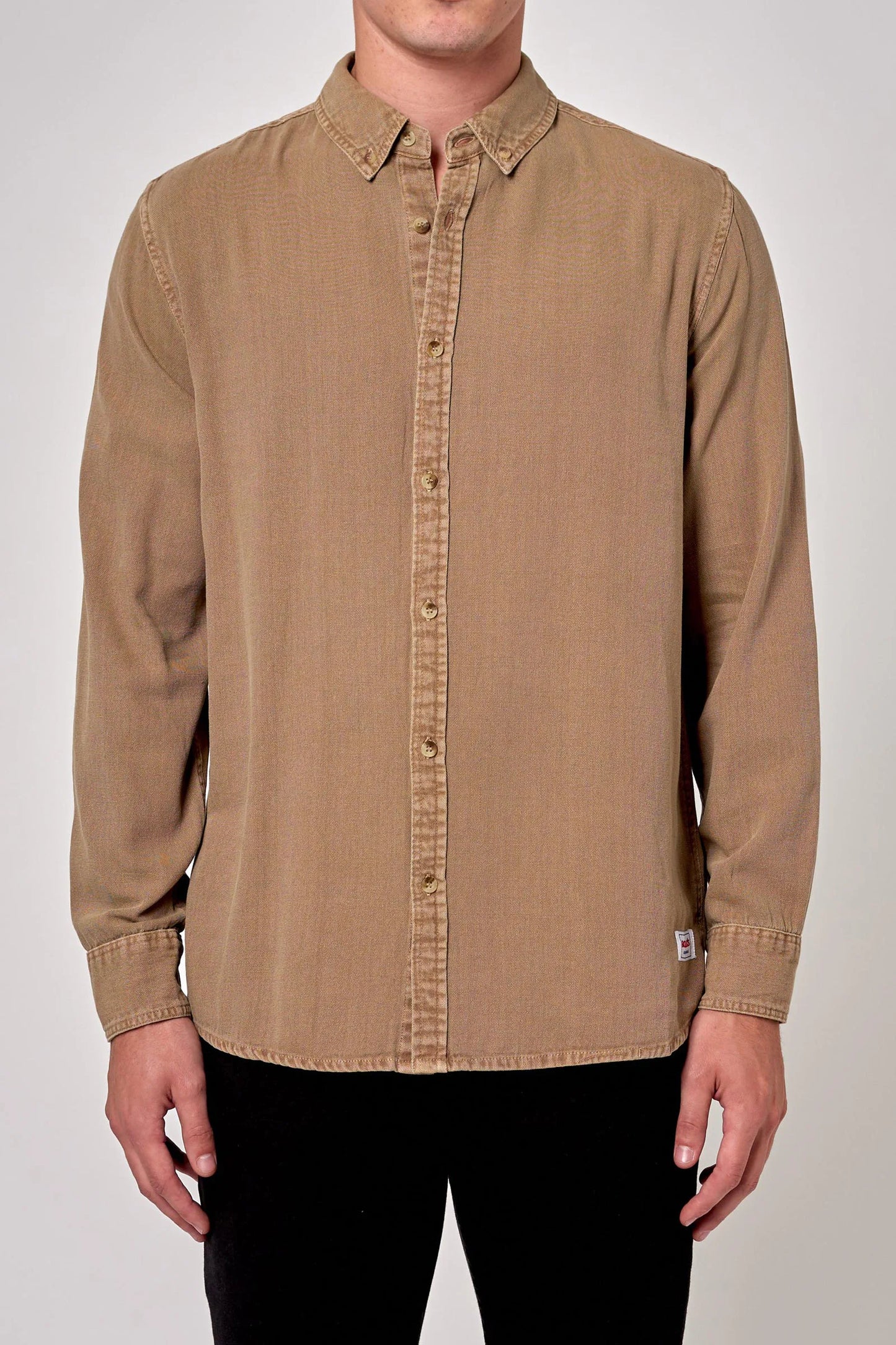 Men At Work Oxford Long Sleeve Shirt - Sand