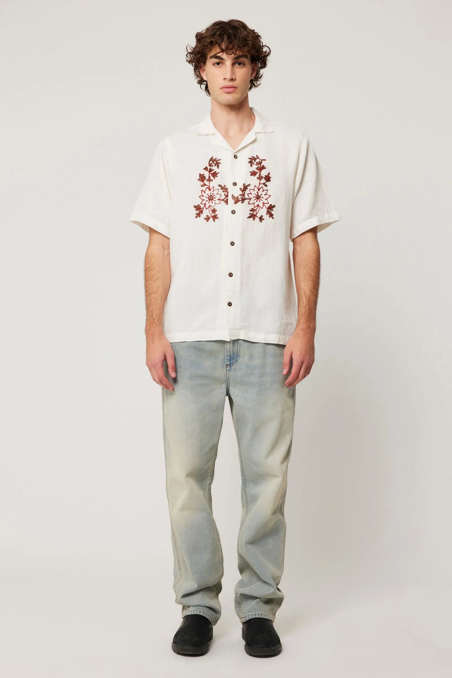 Floral Embroider Bowler Shirt