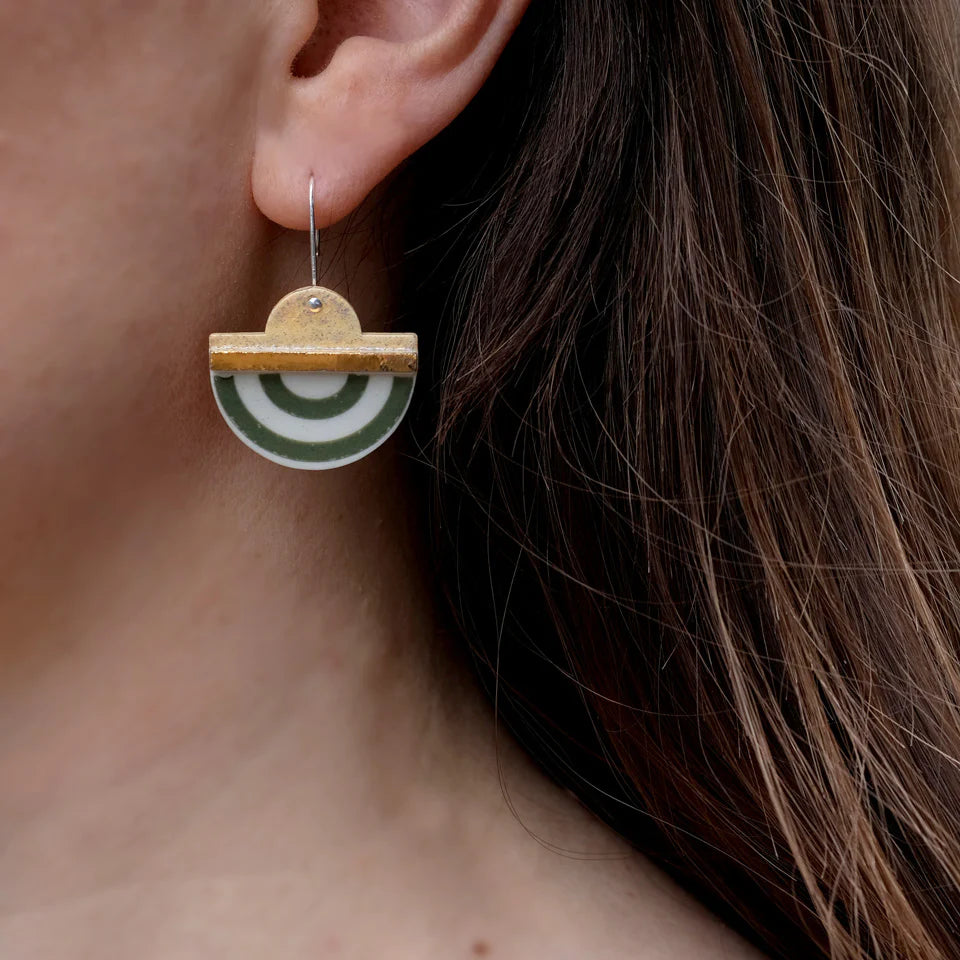 Deco Drop Earrings - Green