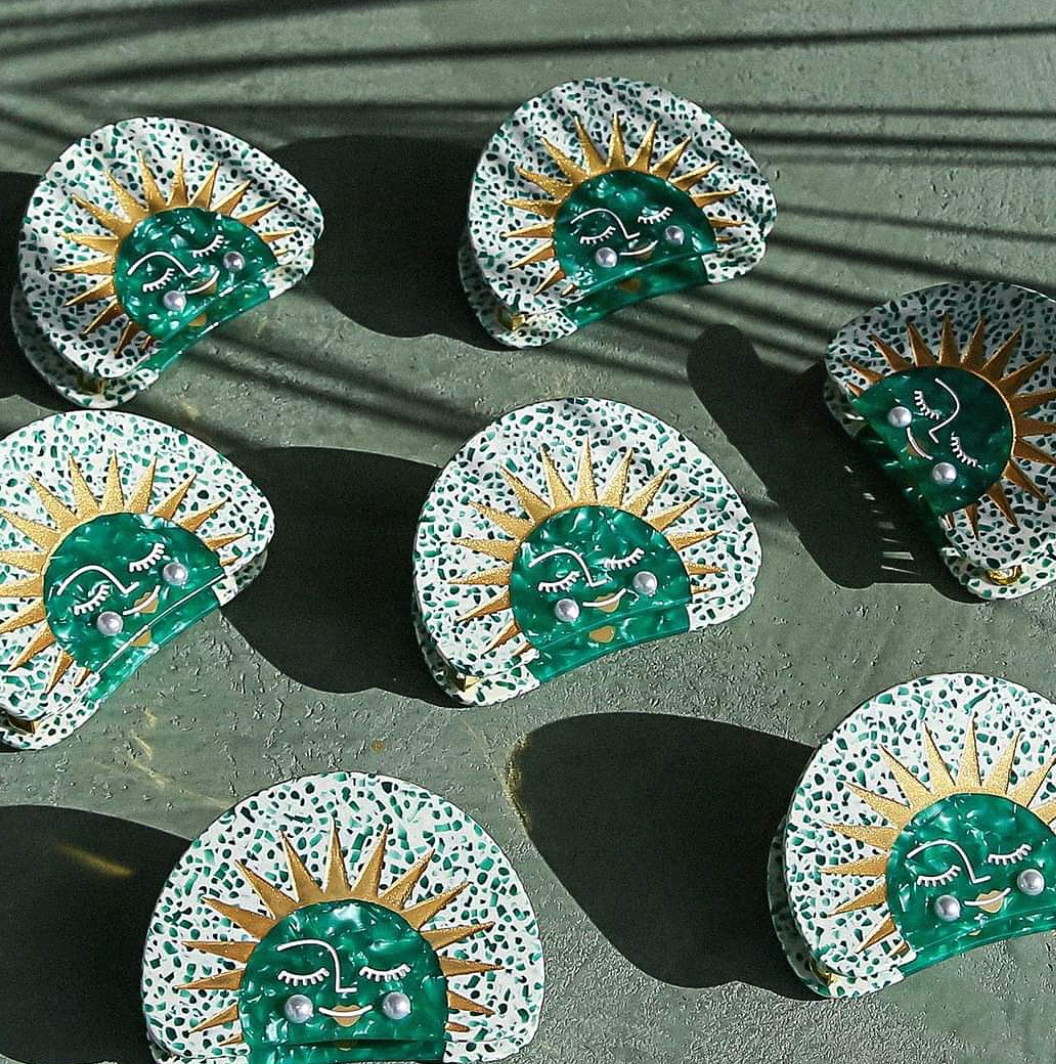 Green Sun Hair Claw Clip