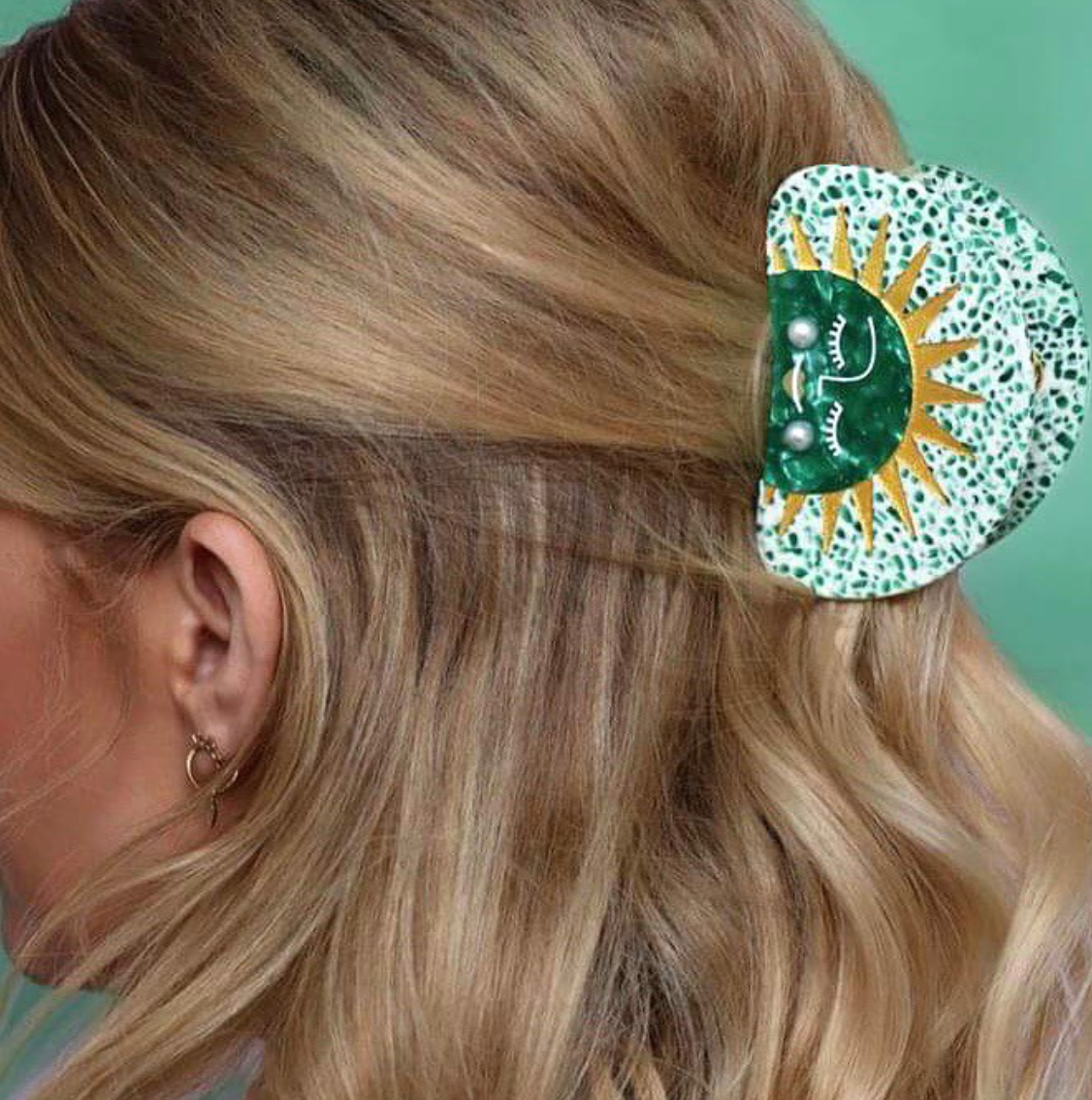 Green Sun Hair Claw Clip