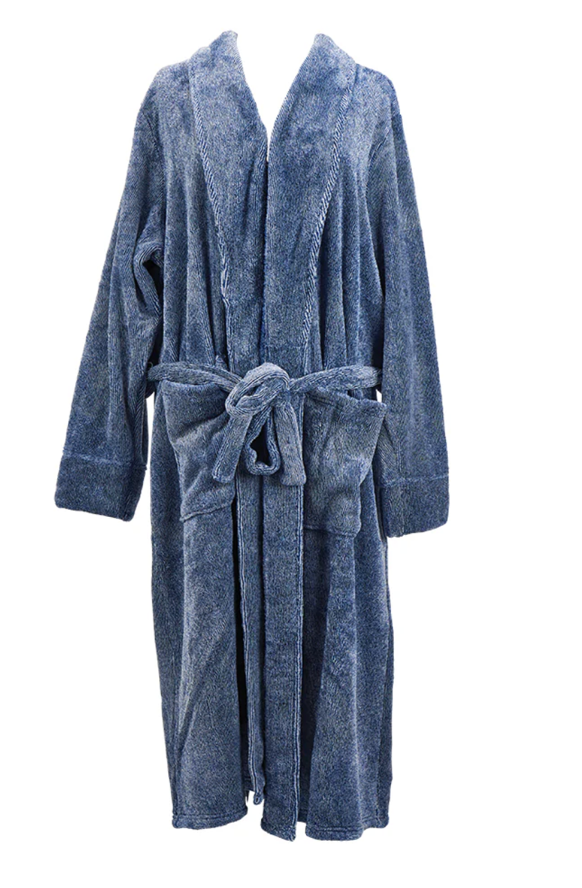 Men's Bath Robe - Navy Marle