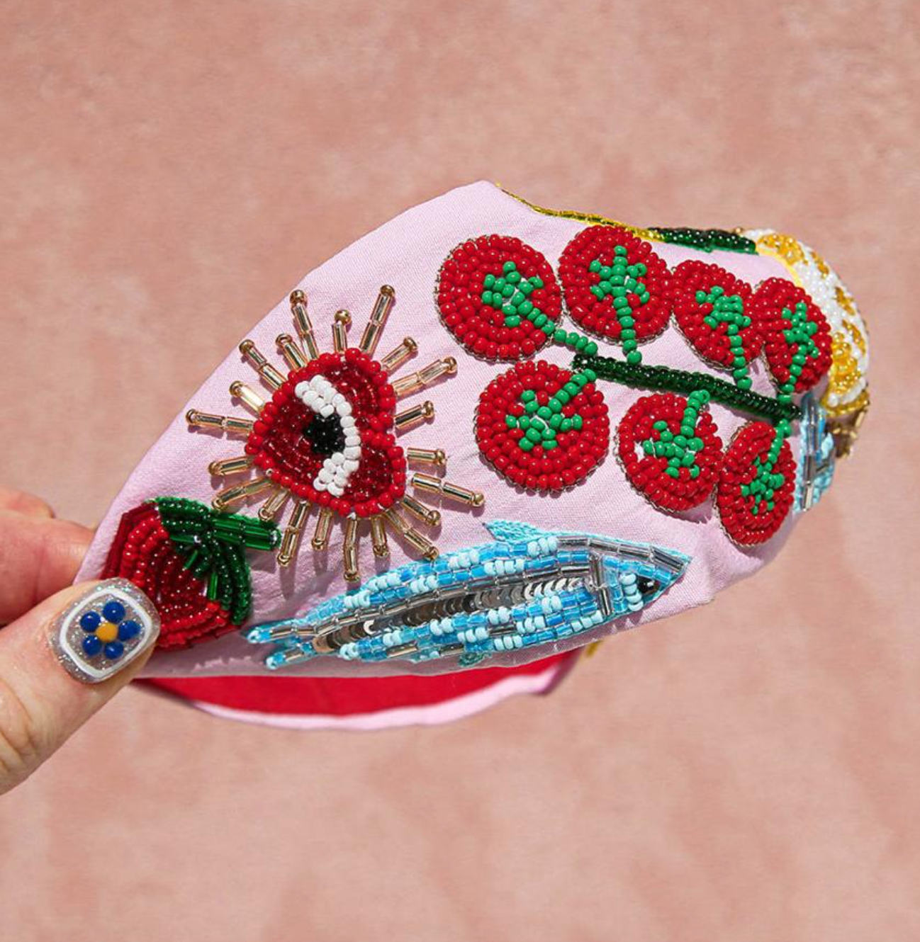 Pink Pomodoro Beaded Headband
