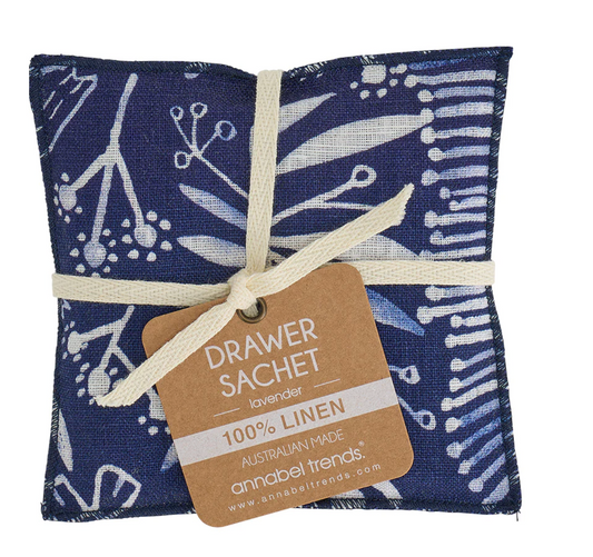 Linen Drawer Sachet in Navy Natives