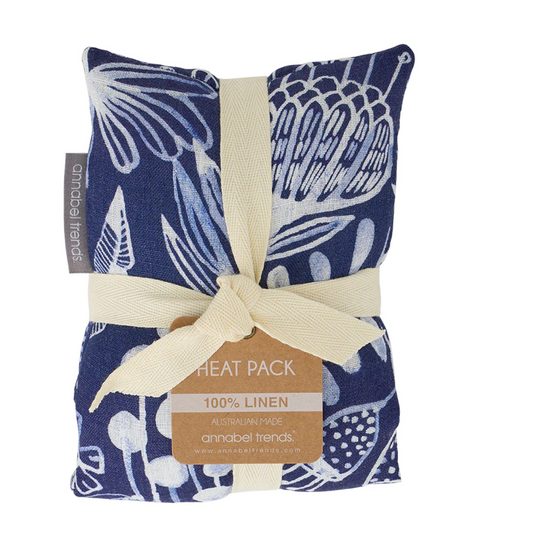 Linen Heat Pillow - Navy Natives