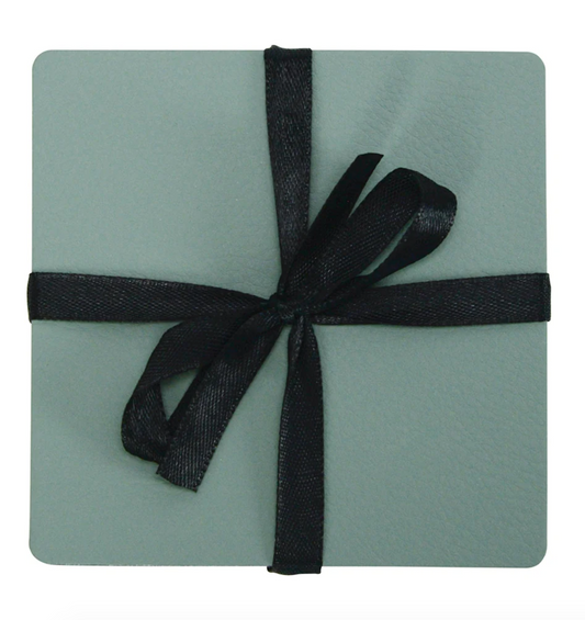 Recycled Leather Coaster Set - 4pc - Sage
